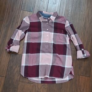 NWT Tommy Hilfiger Burgundy & Pink Plaid Shirt size Small